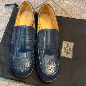 Classic Navy BLUE loafers NEW size 10 - 41 The Office of Angela Scott leather